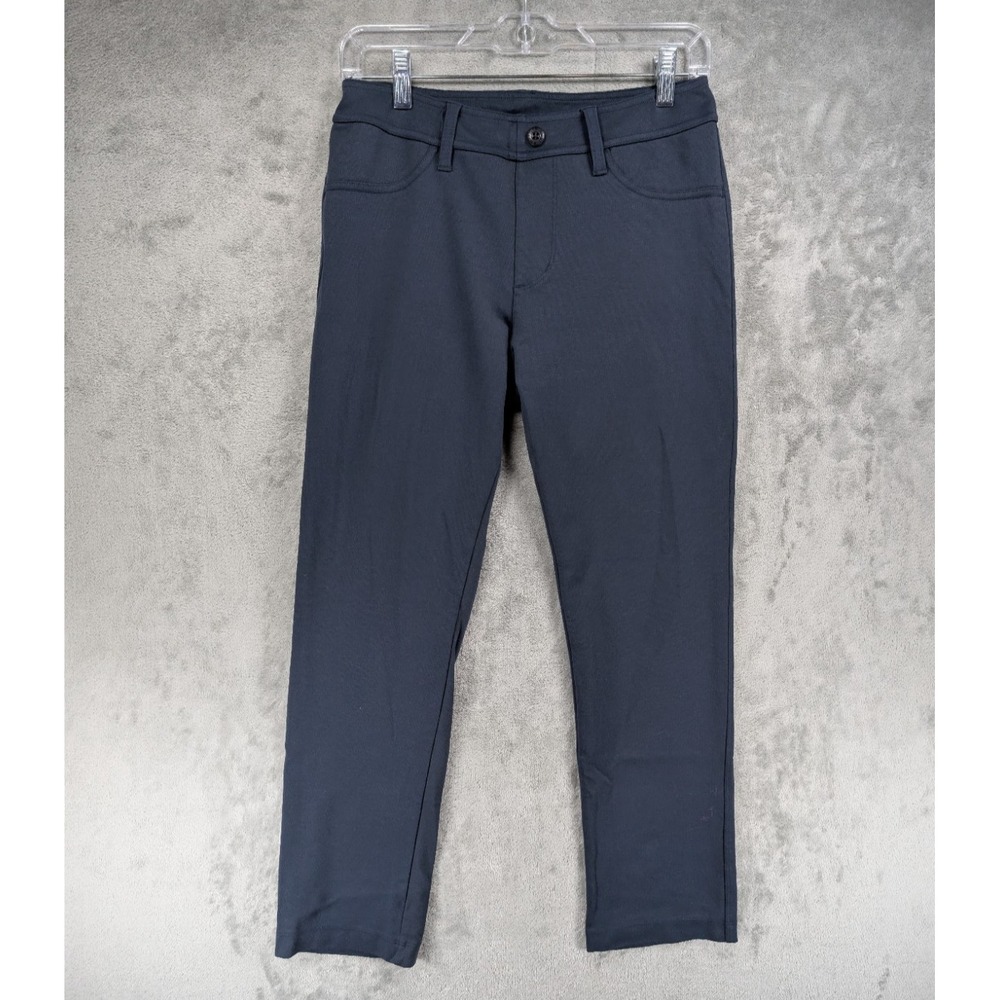 American Giant Ponte Stretch Dress Pant Size 8 Navy Straight Leg Trouser EUC